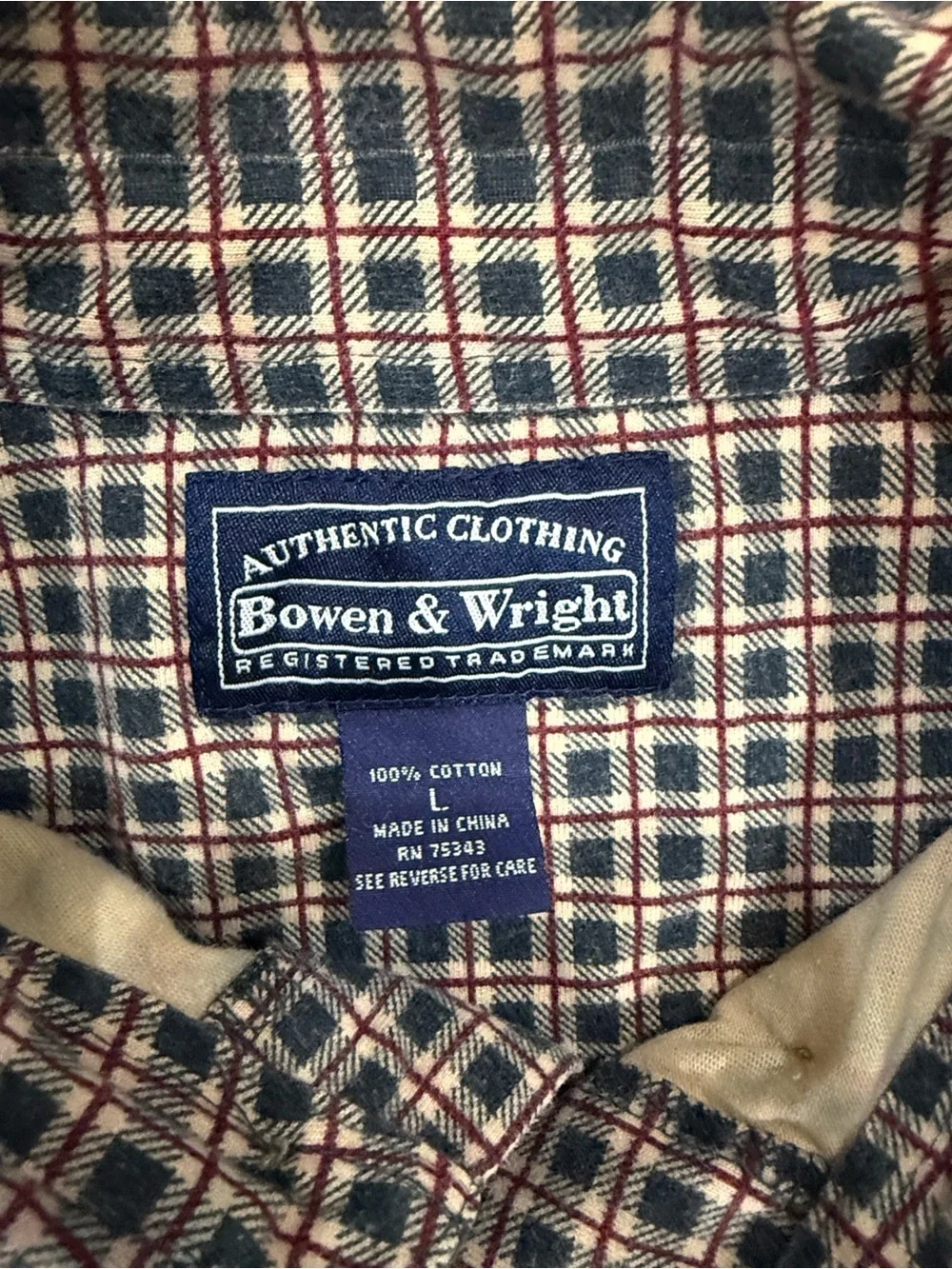Bowen & Wright Plaid Long-Sleeve Button-Up Shirt - Brown/Red/Green Size Large